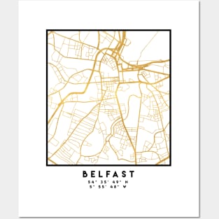 BELFAST UNITED KINGDOM CITY STREET MAP ART Posters and Art